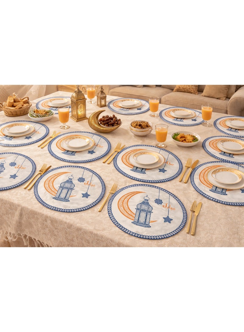 Set Of 12 Round Table Placemats & Coasters 37×37 Cm – Ramadan Home & Dining Table Decor - Image 1